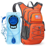Maelstrom Hydration Hiking Backpack with 2L/3L Water Bladder, High Flow Bite Valve Camping Daypack Lightweight (2.Orange, 2L Bla