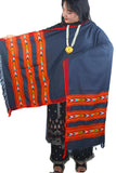 Pure Wool Hand Woven Beautiful Triple Border Kullu Stole For Women And Girls Navy Blue