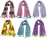 Fusfus WomenS Printed Chiffon Scarves And Stoles, Free Size(Multicolour, Fs2058) Pack Of 6 (Multicolor4)