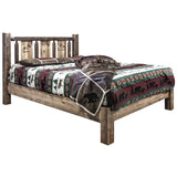 Montana Woodworks Homestead Collection Queen Platform Bed With Laser Engraved Moose Design, Stain & Clear Lacquer Finish