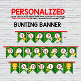 wow party studio personalized jungle theme bunting banner with birthday boy/girl nameGreen