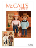 McCall Pattern Cowgirl and Cowboy Clothing 18 Dolls Sewing Pattern, Plain
