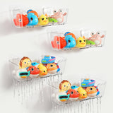 Bath Toy Storage Organizer 4 Pack, Transparent Bath Toy Holder with Drain Holes, Durable Plastic Bathtub Toy Storage for Bathroo