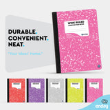Composition Notebooks Wide Ruled Paper, Colored Marble Composition Notebook Covers, 100 Sheets (200 pages) Composition Books, Wi