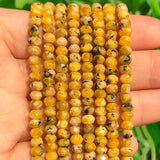2 String 220PCS 3x5mm Natural Yellow Color Speckled Beads for Jewelry Making, Songxi Facted Loose Gemstone Beads for DIY Bracele