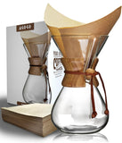 AGOGO Pour Over Coffee Maker Set Glass Coffee Maker with 50pcs Filter Paper -for Home, Office, Camping, Cafes - Easy Clean Coffe