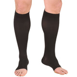 Truform 30-40 mmHg Compression Stockings for Men and Women, Knee High Length, Open Toe, Black, Medium