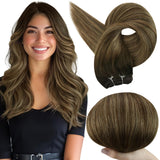 Full Shine Sew In Hair Extensions Weft Human Hair Extensions Remy Hair Balayage Hair Weft Sew In Extensions Color Dark Brown To 
