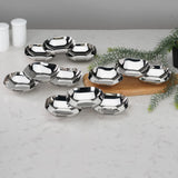 Sumeet Stainless Steel Small Apple Square Shape Plate/Dessert Plate/Halwa Plate Set of 12pcs, 8cm Dia, 90ML Each Silver