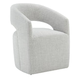 KISLOT Upholstered Dining Chairs with Casters No Assembly Modern Barrel Armchair with Rollers for Diningroom Bedroom Livingroom 