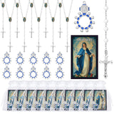Cunno 40 Pcs Catholic Gifts Prayer Card Rosary Beads Necklace Ring Baptism Favors for First Communion Religious Church Women(Vir