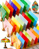 FIVEIZERO 24 Sheets Stained Glass 4x6 Inch - Rainbow Stained Glass Sheets for DIY Crafts, Mosaic Glass Art, Fused Glass Supplies