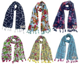 Fusfus WomenS Printed Chiffon Scarves And Stoles, Free Size(Multicolour, Fs2066) Pack Of 6 (Multicolor3)