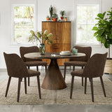 COLAMY Upholstered Dining Chairs Set of 4, Modern PU Leather Dining Room Kitchen Side Chair with Padded Seat and Wood Legs Resta