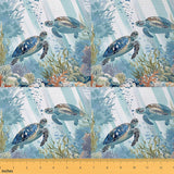 Feelyou Cartoon Sea Turtle Fabric by The Yard 10 Yards Ocean Reptile Tortoise Decorative Waterproof Outdoor Fabric Marine Animal