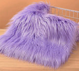 10 X 20 Inches Faux Fur Fabric Square Patches for Crafts, Sewing, Costumes, Seat Pads Purple