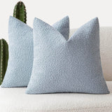 Foindtower Decorative Textured Boucle Throw Pillow Covers 16x16 Light Blue
