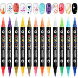 EBANKU 24 Color Nail Art Pens Set 3D Acrylic Paint Nail Art Quick-Drying Nail Point Dotting Liner Pen Sets for Home & Salon Nail