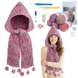 Aeelike Crochet Kit for Beginners Adults, Learn to Make Crochet Hookded Scarf with Soft Yarns Crochet Hooks Size E/4 G/6 Detaile