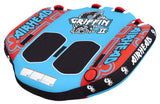 Airhead Griffin 2 Towable 1-2 Rider Tube for Boating and Water Sports, Kwik-Connect Tow, Padded Handles & Patented Speed Safety 