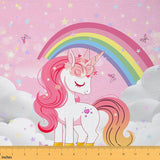 Erosebridal Unicorn Fabric by The Yard for Girls | Kids Rainbow Unicorn Indoor Outdoor Fabric Kawaii Cute Stars Butterfly Materi
