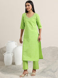 Libas Women'S Cotton Blend Kurta Set (400389_Green