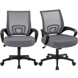 Yaheetech 2 Pack Ergonomic Office Chair with 360 Rolling Casters, Mesh Mid-Back Computer Chair for Recreation Dark Gray