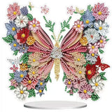 Diamond Painting Kits for Adults Beginners, 5D Full Drill Flowers and Butterflies Crystal Art Desktop Ornament, DIY Single Sided