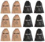 Yellow Weaves Shoe Pouch/Cover/Bag/Organiser, Set Of 12 Beige & Black