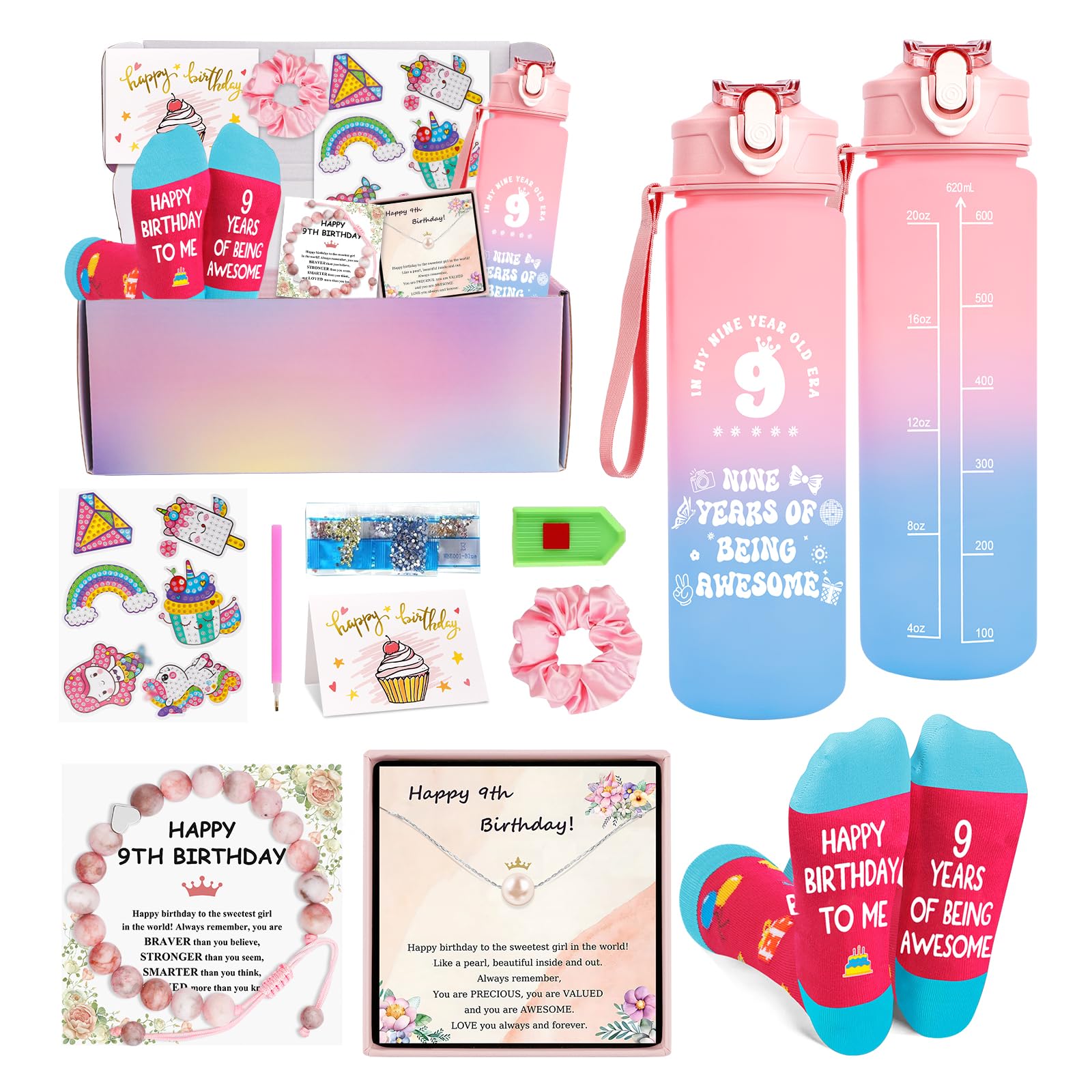 Juesly Gifts for 9 Year Old Girl, 9 Year Old Girl Birthday Gifts for Daughter, Granddaughter, Niece, 9th Birthday Gift for Girls