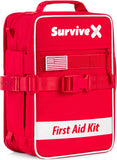 SurviveX Large First Aid Kit for Car, Travel & Home - Emergency Kit for Hiking, Camping, Backpacking and Outdoors - Includes Zip