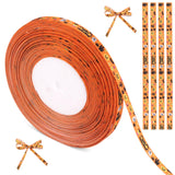 Halloween Ribbon for Wreaths, 50 Yards Polyester Pumpkin Ghost Spider Printed Halloween Wired Edge Fall Autumn Grosgrain Orange 