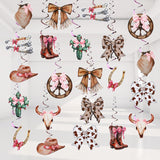 Affrolling 52 Pcs Cowgirl Coquette Bow Western Party Decorations Hanging Swirls Wild West Birthday Decor Bow Cowgirl Themed Swir