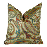 Plutus Brands Plutus Paisley Cove Handmade Throw Pillow, 22 X 22, Cream/Red/Blue