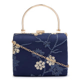 Globus Women Navy Embellished Box Clutch