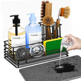 Yofidra Kitchen Sink Caddy: Sink Sponge with Instant Drying Stone, Metal Stainless Steel Dish Sponge Holder Basket for Sponges, 