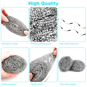 15 Pack Steel Wool Scrubber, Metal Kitchen Scrubbing Sponges, Dishwashing Scouring Pads Heavy Duty, Premium Stainless Steel Scru
