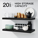 AMADA HOMEFURNISHING Floating Shelves Wall Mounted, 24 x 7 Inch Wall Shelves for Bathroom, Bedroom, Living Room, Black Shelves S