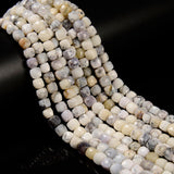 JM Design 6-7mm Natural Dendritic White Opal Faceted Cube Beads 15.5 Strand for Jewelry Making Craft