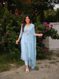 Gosriki Women'S Rayon Viscose Solid Straight Kurta With Pant & Dupatta (Hinoor Blue-Gs_M_Blue_Medium),Blue,,B0DV4CKW7M