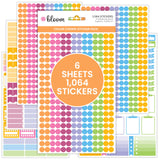 bloom daily planners Color Coding Planner Stickers 1/4 Dot Labels Six Sheets, 1000+ Stickers Per Pack!