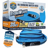 RV Fresh Water Drinking Hose 35' by Clean Camper- Kink Free Design | Non Leaching | Non Toxic | Stainless Steel Fittings | Durab