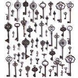 stino 100 G Vintage Antique Pirate Skeleton Key Charms for Jewelry Making, Black Treasure Chest Keys Set (Gunmetal Black)