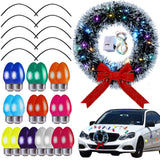 Christmas Car Wreath Magnetic Decorations Set with Artificial Car Wreath LED Light Reflective Bulb Light Shaped Car Magnets and 