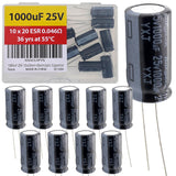 1000uF 25V 10x20mm Rubycon Electrolytic Capacitor Low ESR 0.046O Long Life 36yrs at 55 Degree C mfd mircofarad Micro Farad Radia