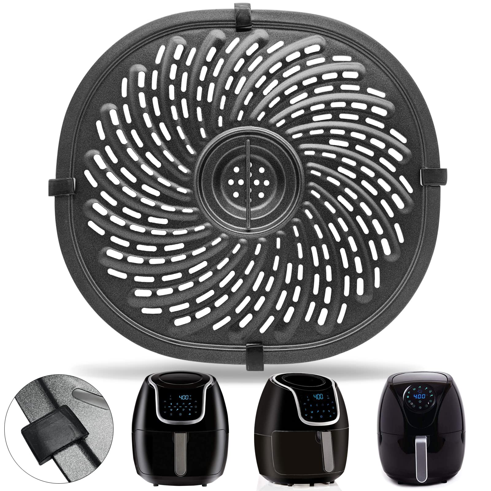 Air Fryer Grill Pan For Power Xl Gowise 7Qt Air Fryers,Nonstick Coating Crisper Plate,Air Fryer Replacement Parts,Air Fryer Rack
