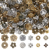 SUNNYCLUE 1 Box 360Pcs 12 Styles Metal Flower Bead Caps Floral Bead Spacers Bulk Gold Silver Antique Bronze Alloy Vintage Tibeta
