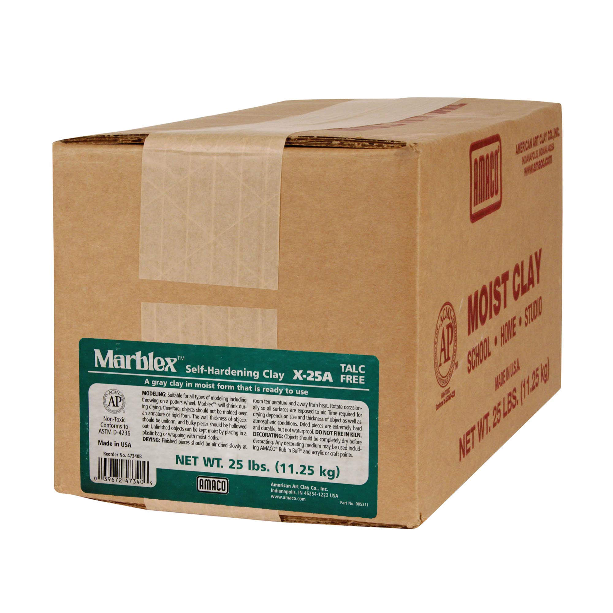 Amaco Ama47340B Marblex Self-Hardening Clay, Gray, 25 Lbs.
