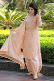Anni Designer Women'S Rayon Blend Hand Block Printed Straight Kurta With Pant & Dupatta (Ragsri Peach-Vks02_M_Peach_Medium),Peach,M,,,