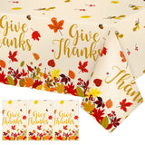 3 Pieces Fall Leaf Tablecovers for Thanksgiving Party Decorations Give Thanks Tablecloths Plastic Waterproof Table Covering Autu